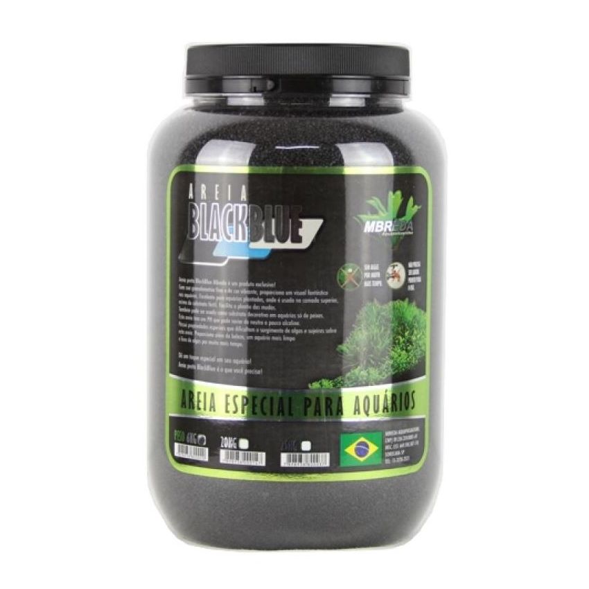 Mbreda - Substrato Inerte Areia Preta BlackBlue pote 6 Kg